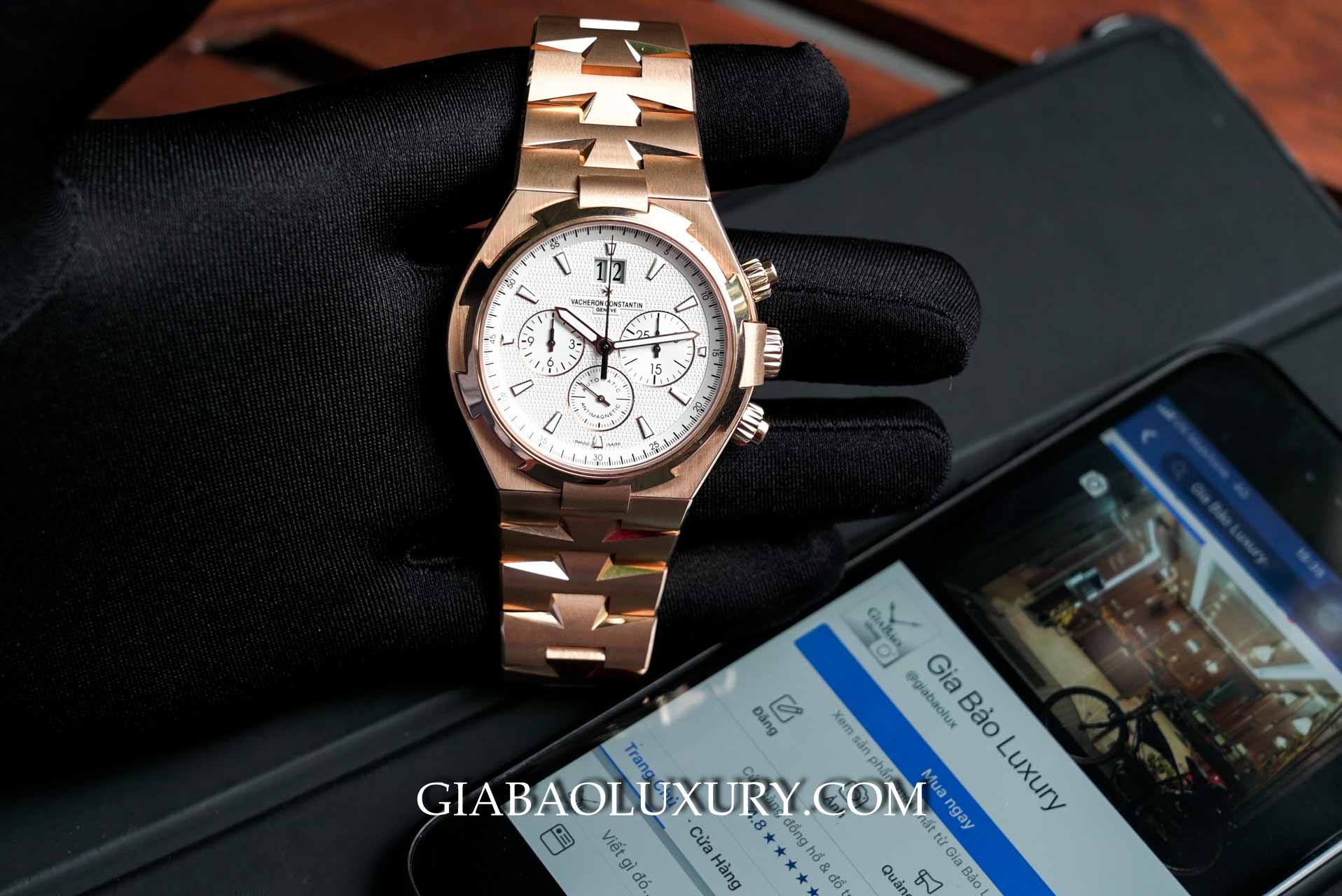 Vacheron Constantin Overseas Chronograph 49150 vàng hồng — ảnh chi tiết 4