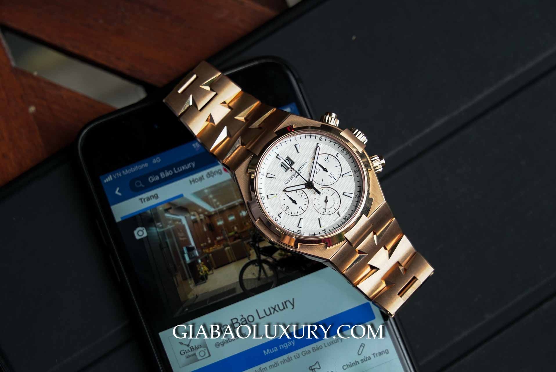 Vacheron Constantin Overseas Chronograph 49150 vàng hồng — ảnh chi tiết 5