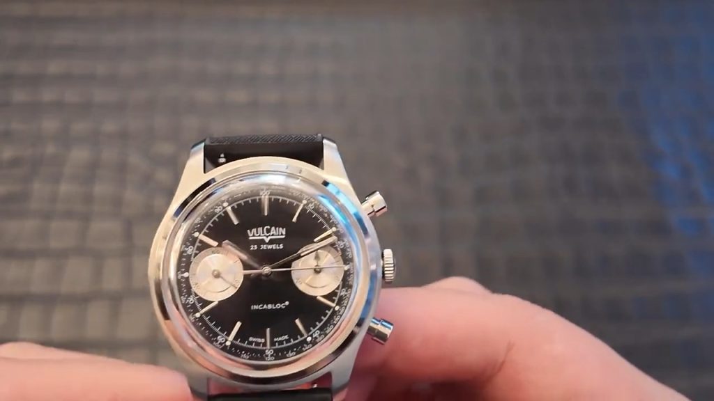 Mặt số Vulcain Chronograph 1970s Black & Silver