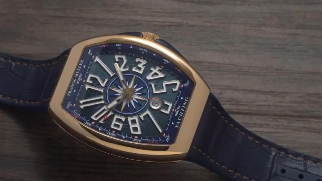 Toàn cảnh Franck Muller Vanguard Yachting và dây xanh