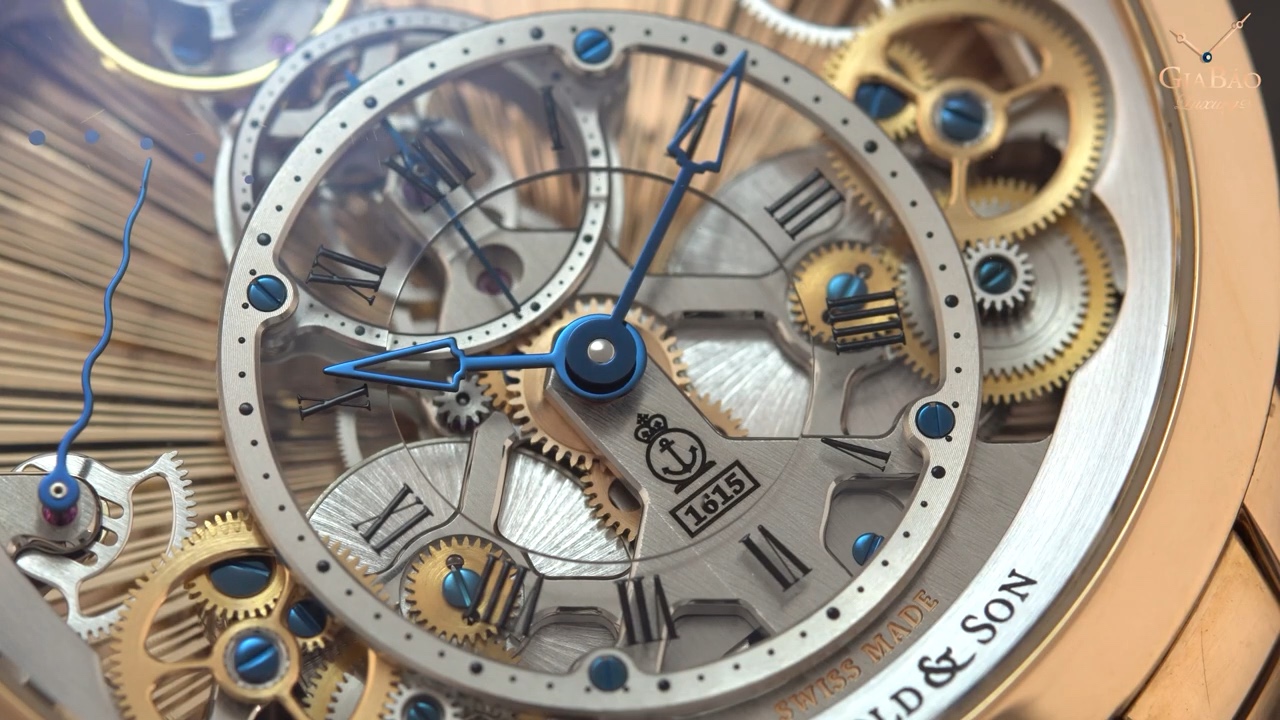 Chi tiết calibre A&S1615 trên Arnold & Son Time Pyramid