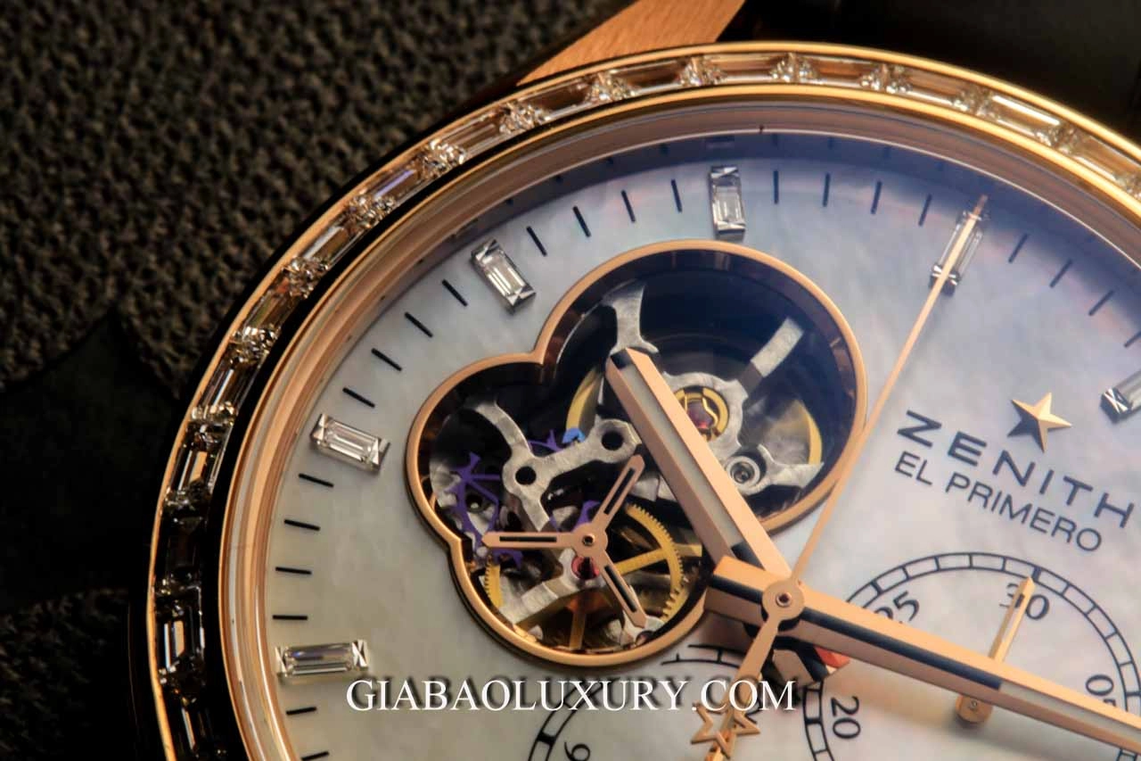 Zenith El Primero Chronomaster: chronograph 5 Hz: mặt số khảm trai và cửa sổ lộ cơ