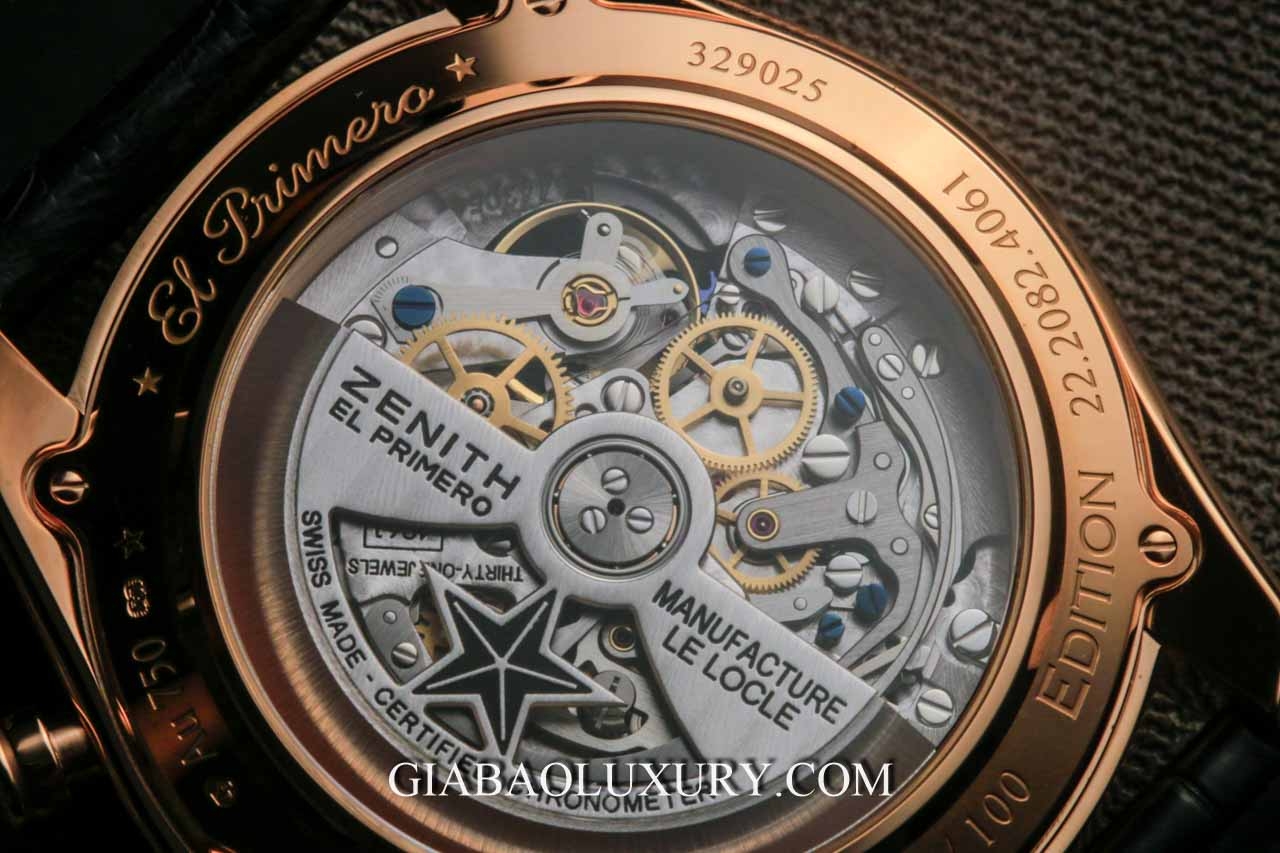 Zenith El Primero Chronomaster: chronograph 5 Hz: mặt đáy sapphire và calibre El Primero 4061