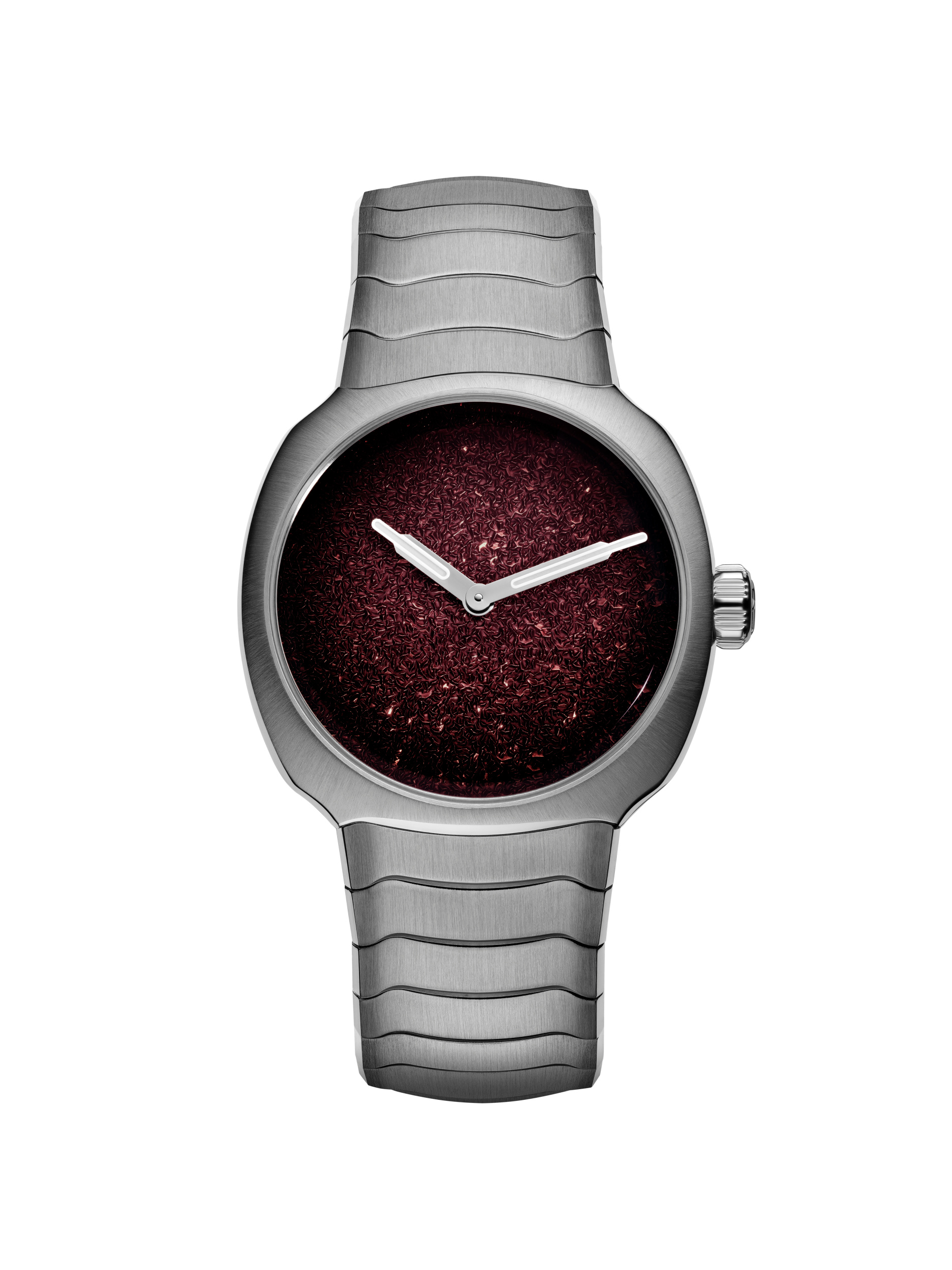 Mặt trước H. Moser Streamliner Two Hands 28 mm Burgundy fumé