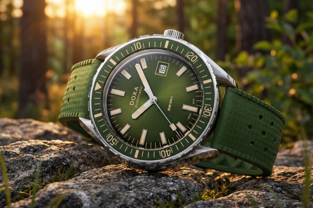 DOXA SUB 200 II Sea Emerald trong ánh sáng ngoài trời
