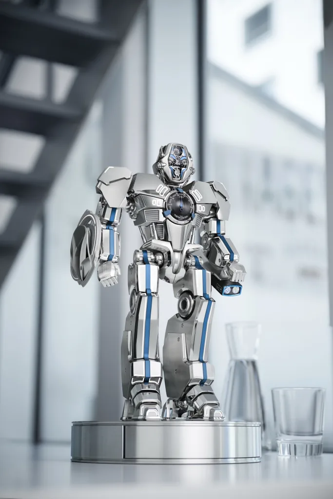 Robot MB&F HM12 The Guardian màu xanh lam nhìn từ phía trước